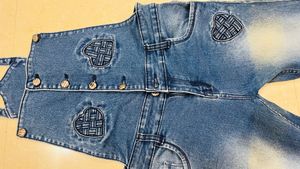 Dark Blue Heart Design Dungaree
