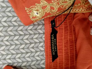 Embroidered Orange Blouse