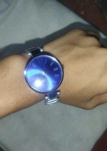 Blue Face Silver Watch