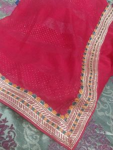 Red Embellished Dupatta