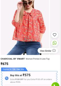 Charcoal Vmart Women Printed A-Line Top