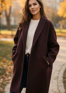 Burgundy Winter Coat 36-40 ✓ free size