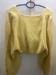 Yellow Knit Wrap Top