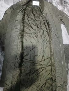 Olive Green Longline Bomber Jacket