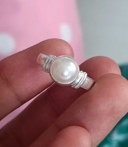 Real Silver Pearl Ring