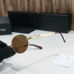 Dior Gold Brown Oval Sunglasses For Women
