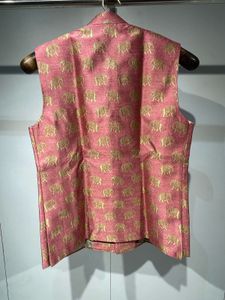 Pink &amp; Gold Elephant Print Vest