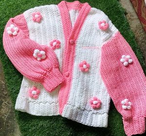 ❗FREE DELIVERY❗Crochet🩷 pink&amp;White 🤍Cardigan