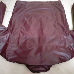 Maroon Leather Jacket In New Like Condition