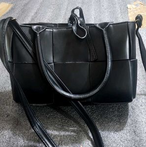 Black Woven Tote Bag