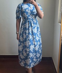 Blue Floral Midi Dress