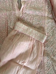 Peach Chikankari Kurta