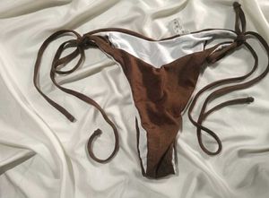 Brown Tie Side Bikini Bottoms