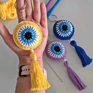 Crochet Evil Eye Keychain Charms (Set Of 2)