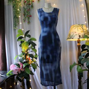 Blue Tie-Dye Bodycon Dress