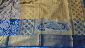 Gold &amp; Blue Kanjivaram Silk Saree