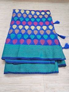 Blue & Green Patterned Saree