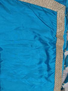 Light Firozi Saree With Golden Border