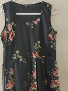 Beautiful Black Siffon Floral Dress
