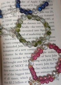 Beaded Charm Bracelets pair of three with floral c