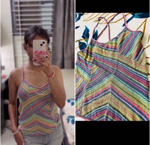 Multicolour Criss Cross Spaghetti Top
