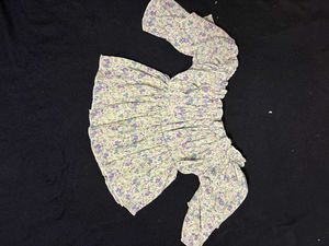 Green Crop Top With Floral Print