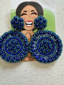 Beaded Handmade Earrings-Blue