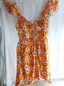 Daisy Print Puff Sleeve Mini Dress