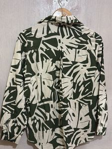 Leaf Print Button-Down Shirt
