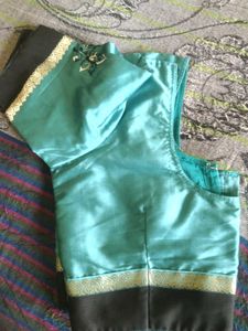 Black And Seagreen Combination Blouse