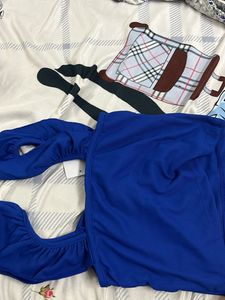 Royal Blue Ruffle Strap Tank Top