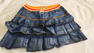 Tiered Denim Mini Skirt