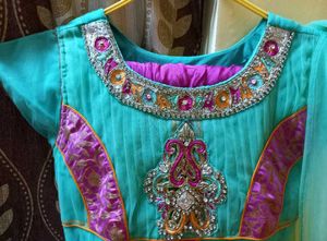 Teal &amp; Pink Anarkali