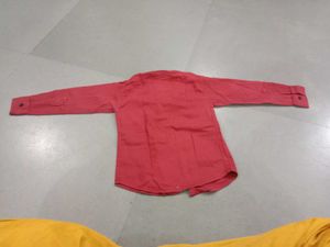 Red Long Sleeve Button-Down Shirt