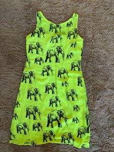Neon Green Elephant Print Dress
