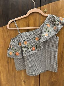Frilled Off Shoulder Crop Top
