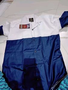 White & Blue Mens Regular Shirt