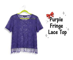 Purple Fringe Lace Top 💜