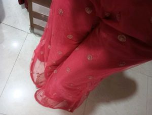 Pink Embellished fish cut Palazzo Pants