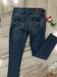 Women Mid Waist Slim Fit Jeans