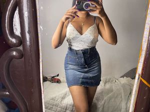 Denim Skirt  2 Top Set