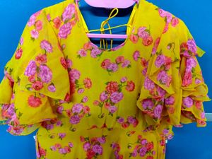 Floral Ruffle Sleeve Top