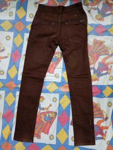 deep brown / chocolate slim fit trousers &amp; pants .