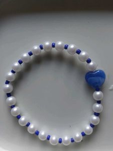 Pearl & Blue Heart Bracelets
