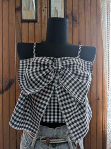 Gingham Bow Crop Top