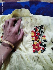 ✅ yellow Embroidery Work Frock