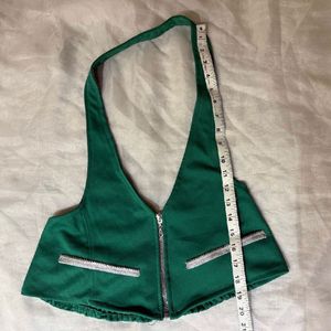 Beautiful Halter Green Zip-Up Top