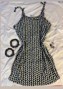 Black & White Tie Strap Short Kurti.SIZE-28-34