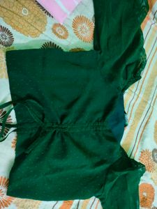 Green Sheer Sleeve Crop Top