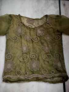 Green Detailed Mesh/Net Top